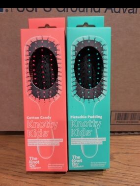 Knotty Kids Paddle Brush - Cotton Candy Pink or Pistachio Pudding Teal